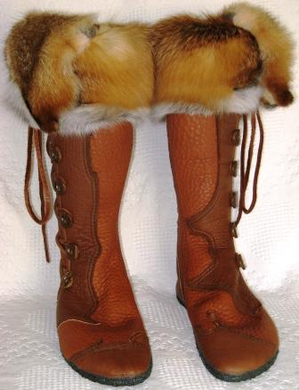 fox fur cuff kneehigh moccasins boots
